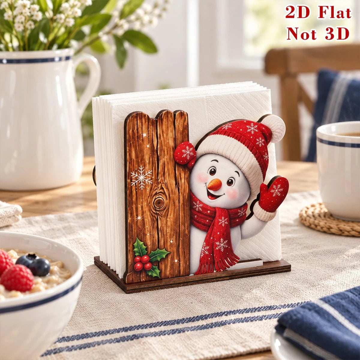 Santa Claus Wooden Napkin Holder Christmas Table Decor Desktop Tissue Storage Rack