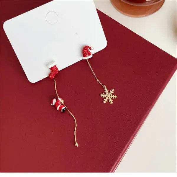 Merry Christmas Velvet Elk Bowknot Dangle Earrings For Women Red Hair Ball