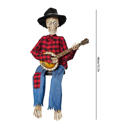 Halloween Fun Skull Playing Guitar Luminous Ornament Room Decor