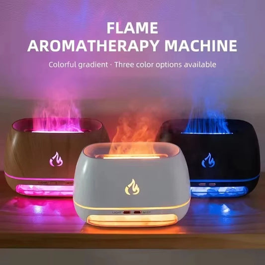 3D Flame Fire Aroma Air Humidifier with Himalayan Crystal Salt