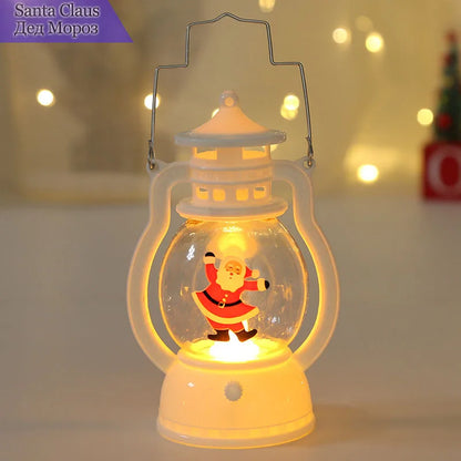 Portable LED Christmas Santa Claus Snowman Lanterns Indoor Decor Lights