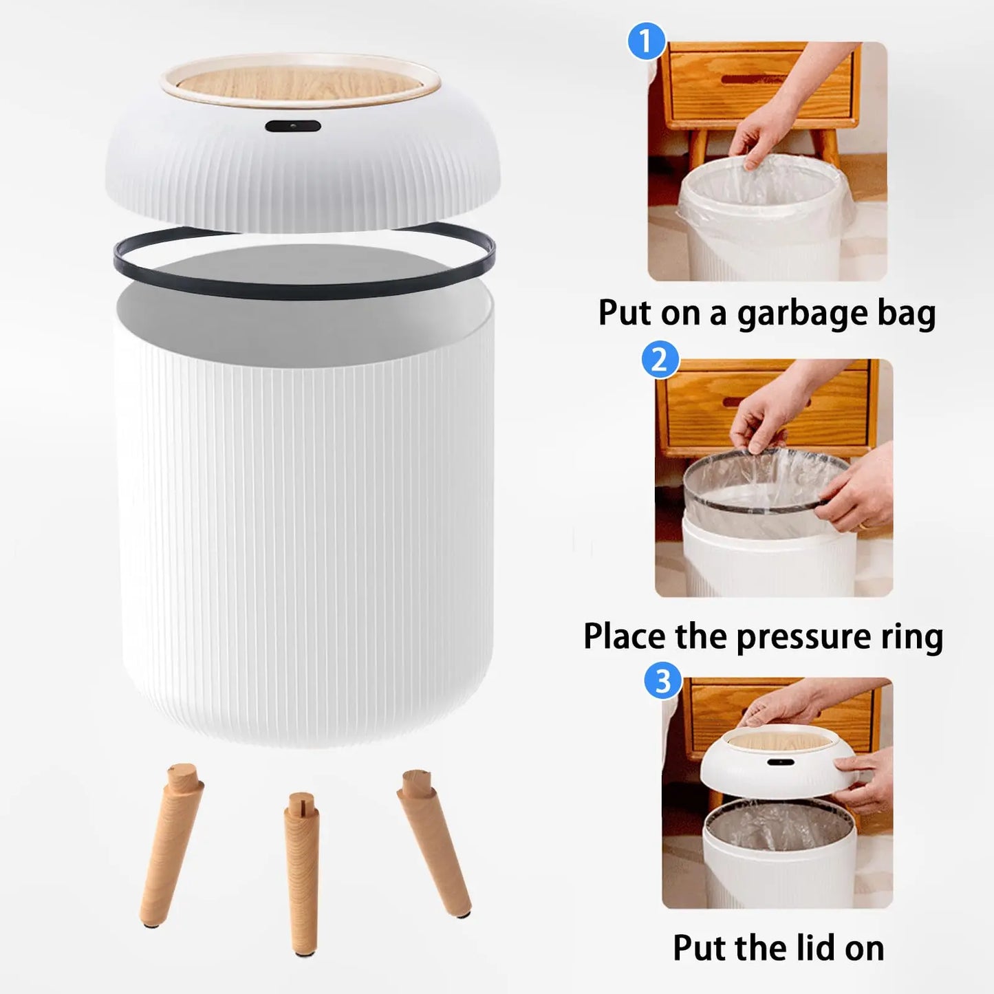Automatic Trash Can with Lid,  Small Plastic Smart Trash Can,
