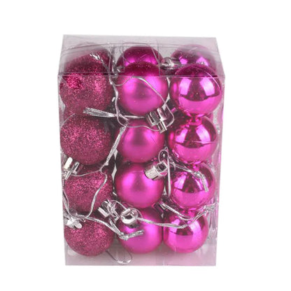 24pcs 3cm Glitter Christmas Ball Ornament Hanging Bauble Ball