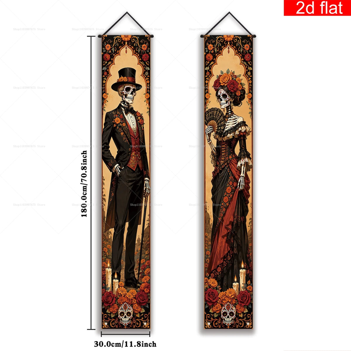 Halloween Decorations Dia De Los Muertos Porch Sign Banners