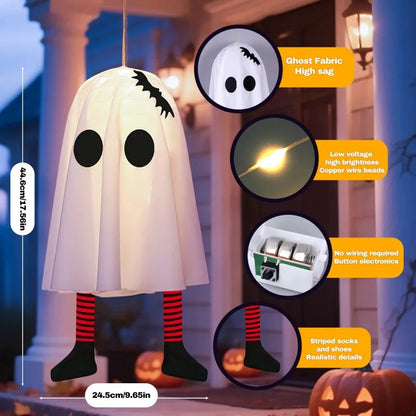 Halloween Glowing White Ghost Hanging Ghosts with Fairy Lights Halloween Outdoor Decoration