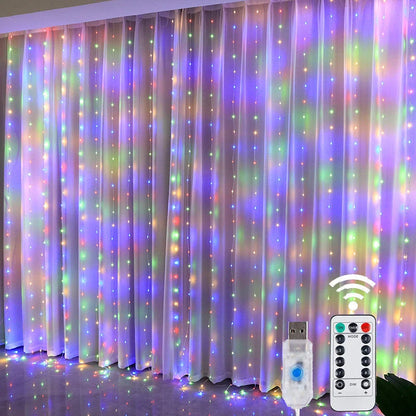 Christmas Lights LED Fairy String Curtain Lights 8 Mode Remote USB Festoon Christmas Decor