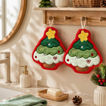 Christmas Hanging Hand Towels for Bathroom Christmas Tree Kitchen Towels with Loop