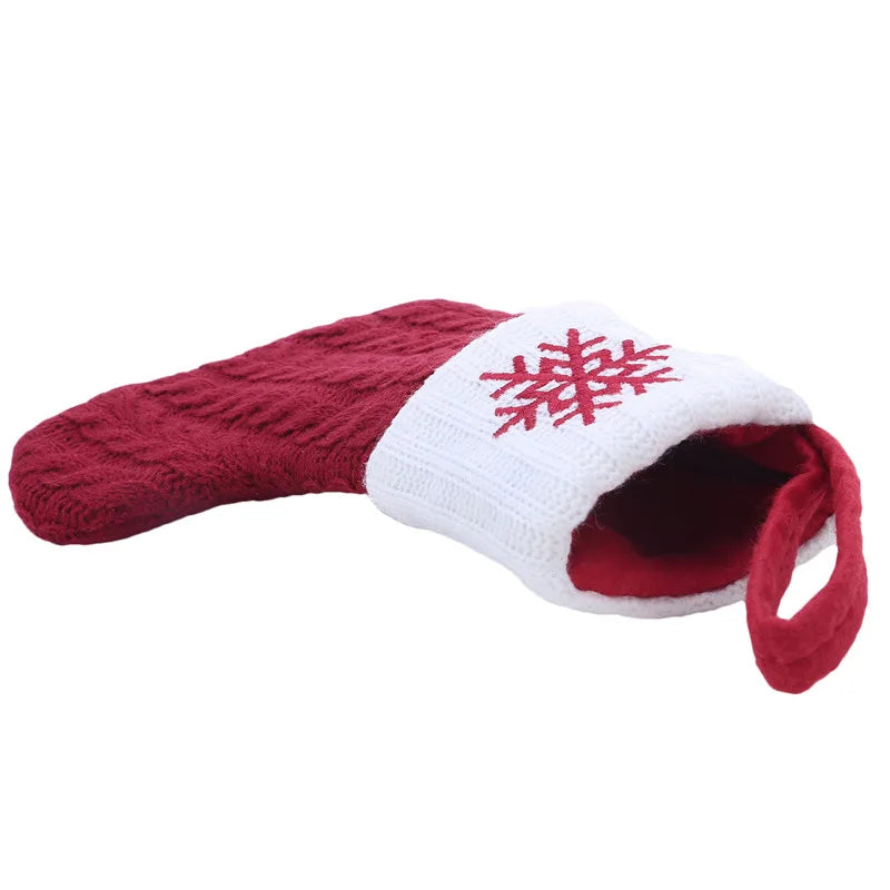 Christmas Socks Knitting Snowflake Letter Stocking Christmas Decoration