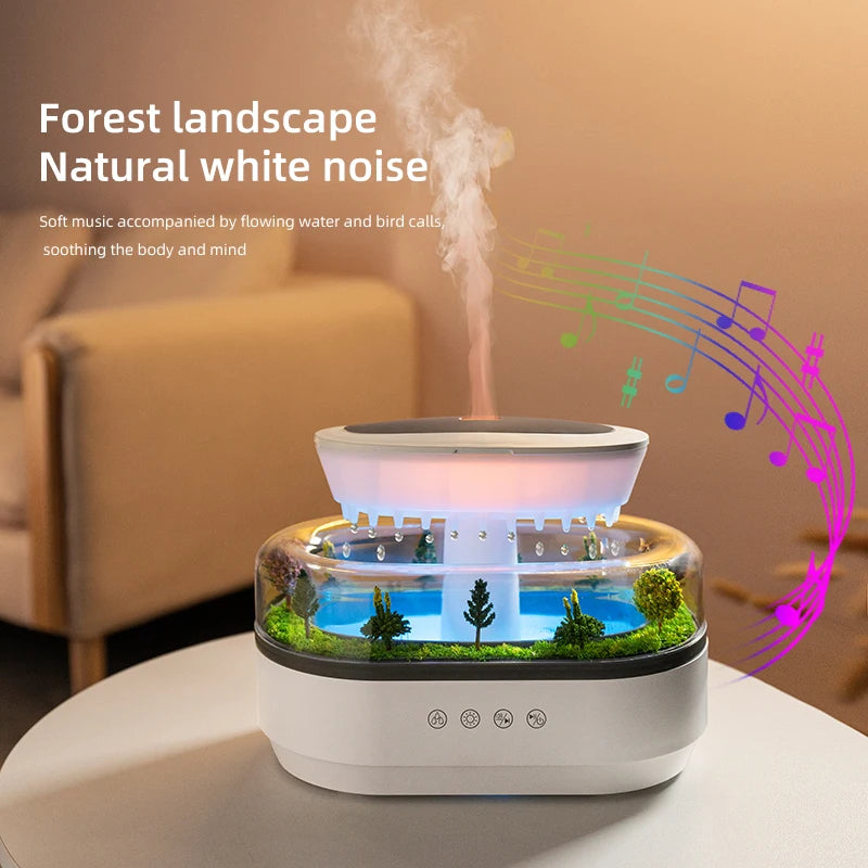 Aroma Humidifier Raindrop Air Humidifier Colorful Light White Noise Essemtial Oil Diffuser