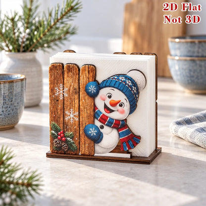 Santa Claus Wooden Napkin Holder Christmas Table Decor Desktop Tissue Storage Rack