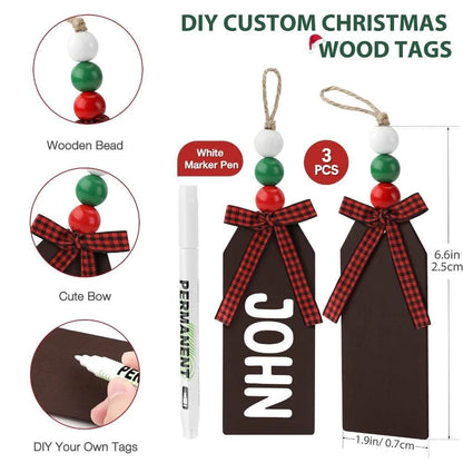 6 Pack Christmas Stockings, Personalized Cable Knit Christmas Stocking with Wooden Name Tag