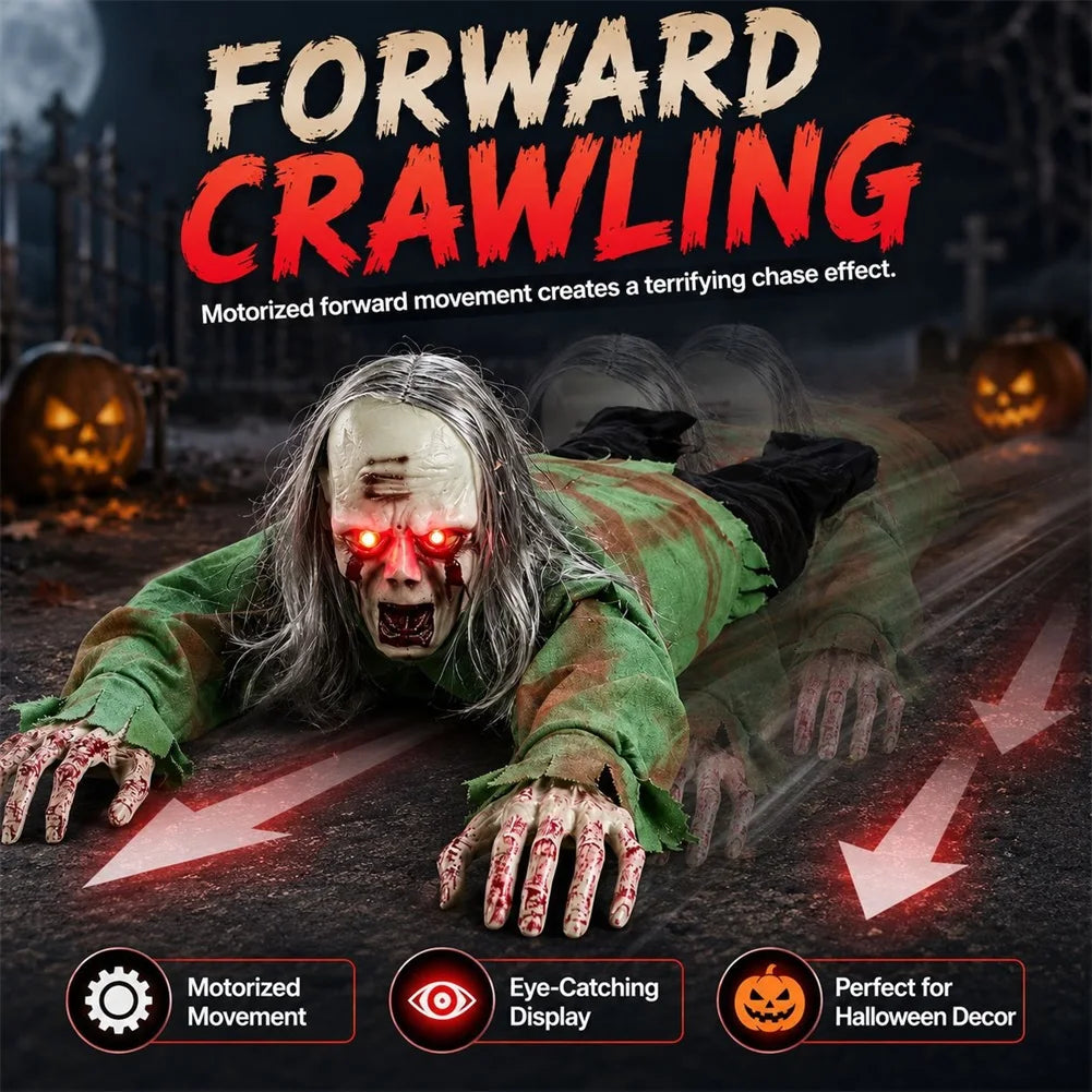Halloween Crawling Zombie Scary Haunted House Decor Prop Motion Sensor