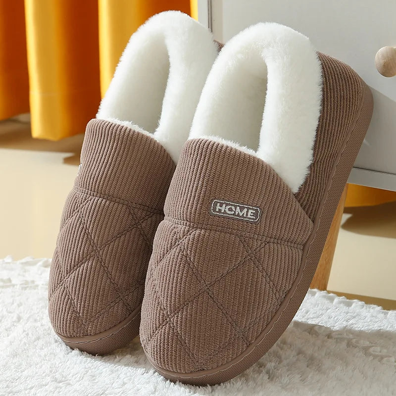 Evshine Winter Soft Sole Fur Slippers for Women & Men