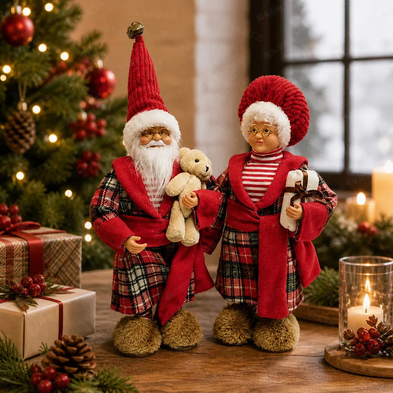Standing Christmas Doll Figurine, Xmas Window Display Ornament, Holiday Home Decoration & Gift Supplies