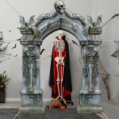 Halloween Skeleton Party Decorations Scary Tombstones Door Banner Creepy Bats Photo Booth