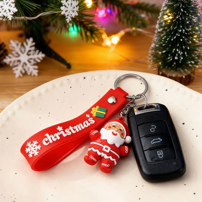 Christmas Tree Keychain Cartoon Silicone Snowman Keyring