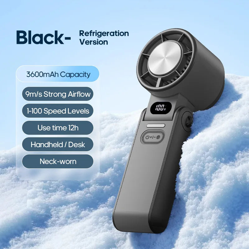 Rechargeable 100 Wind Speeds Adjustable Mini Foldable Air Cooling Turbo Fan