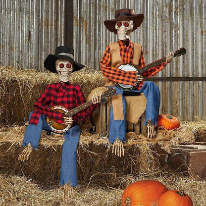 Halloween Fun Skull Playing Guitar Luminous Ornament Room Decor