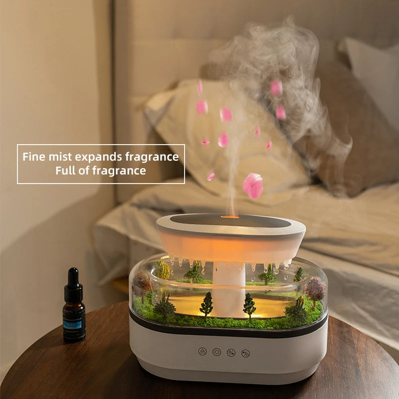 Aroma Humidifier Raindrop Air Humidifier Colorful Light White Noise Essemtial Oil Diffuser