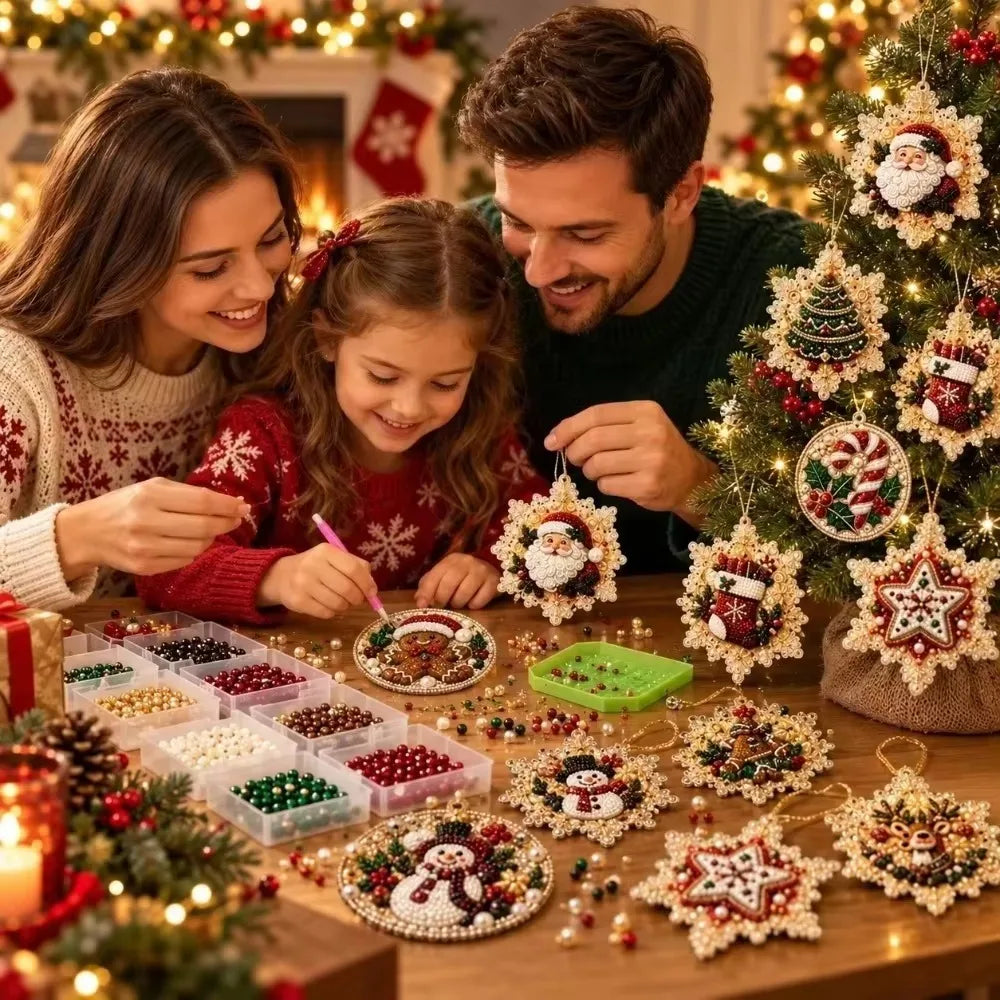 6PCS Pearl Diamond Art Kit for Christmas Hanging Ornaments DIY Adult Crafts Tree Decorations