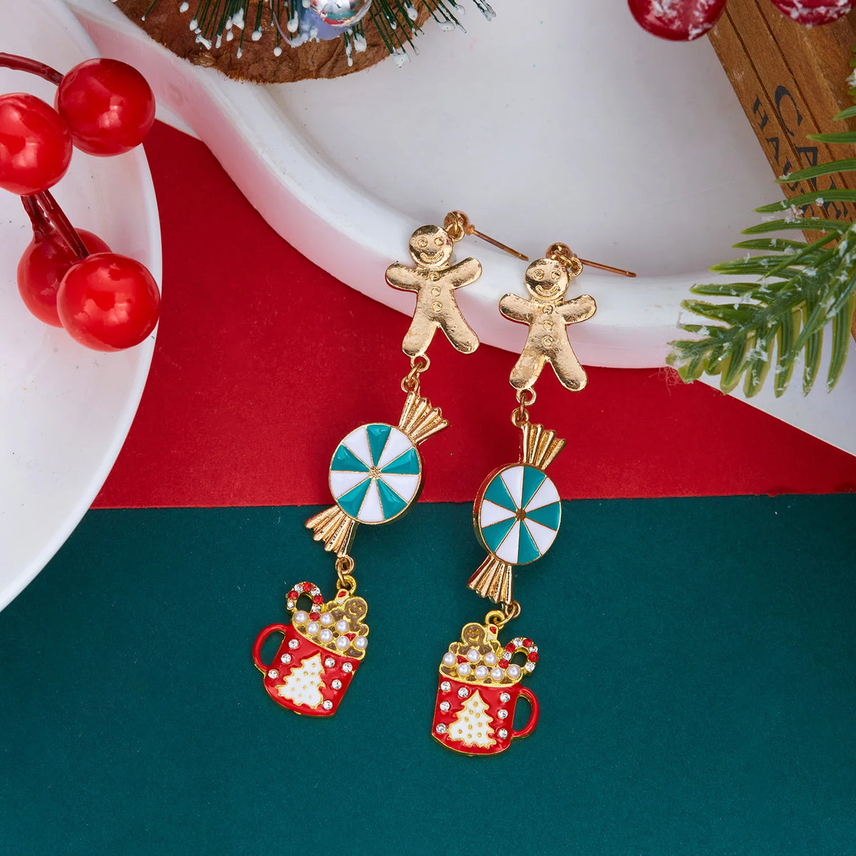Merry Christmas Velvet Elk Bowknot Dangle Earrings For Women Red Hair Ball