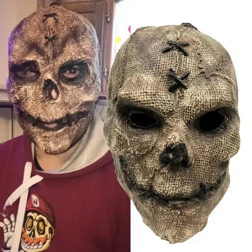 Halloween Horror Killer Skull Mask Cosplay Scary Skeleton Haunted House Outdoor Bar Latex Helmet