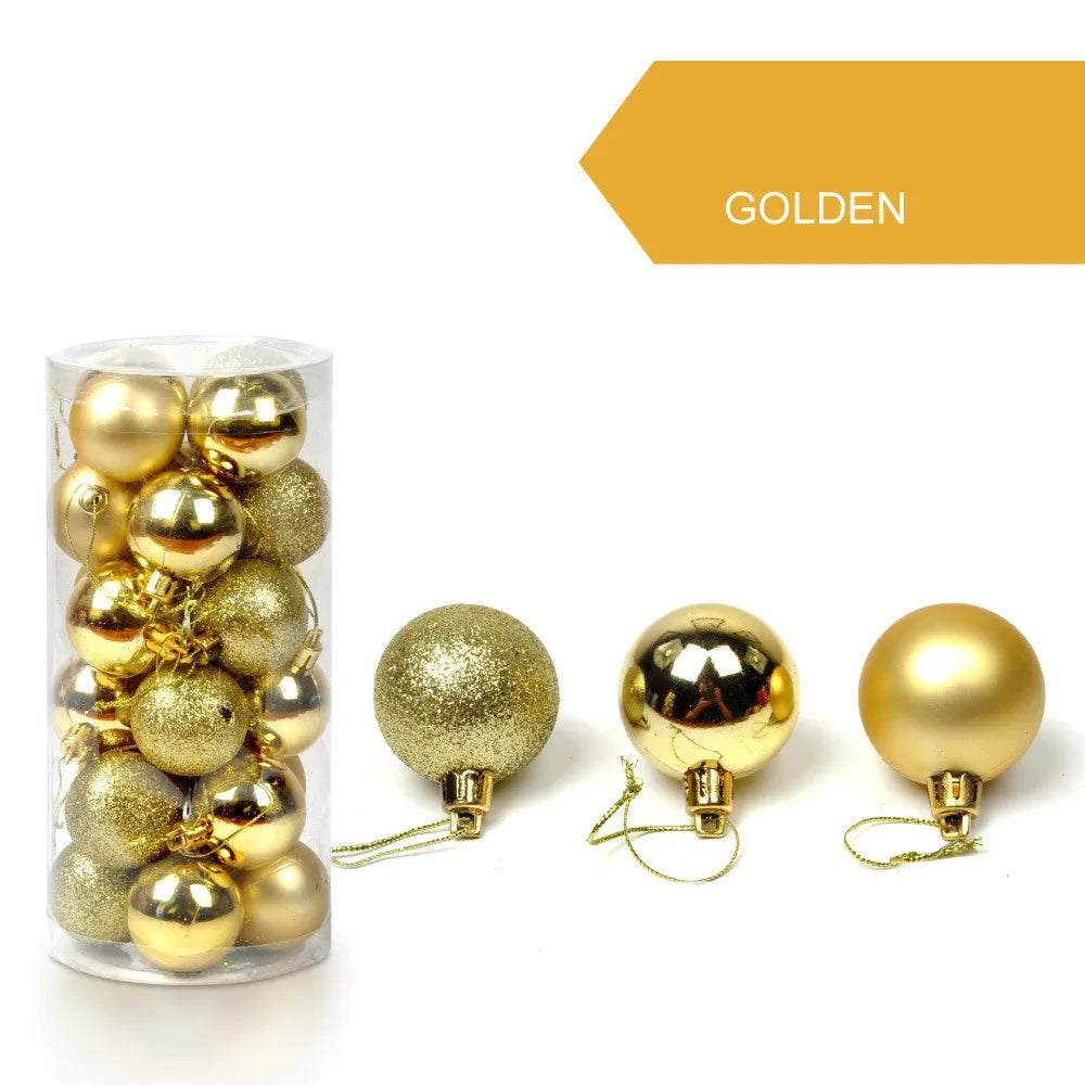 24pcs 3cm Glitter Christmas Ball Ornament Hanging Bauble Ball