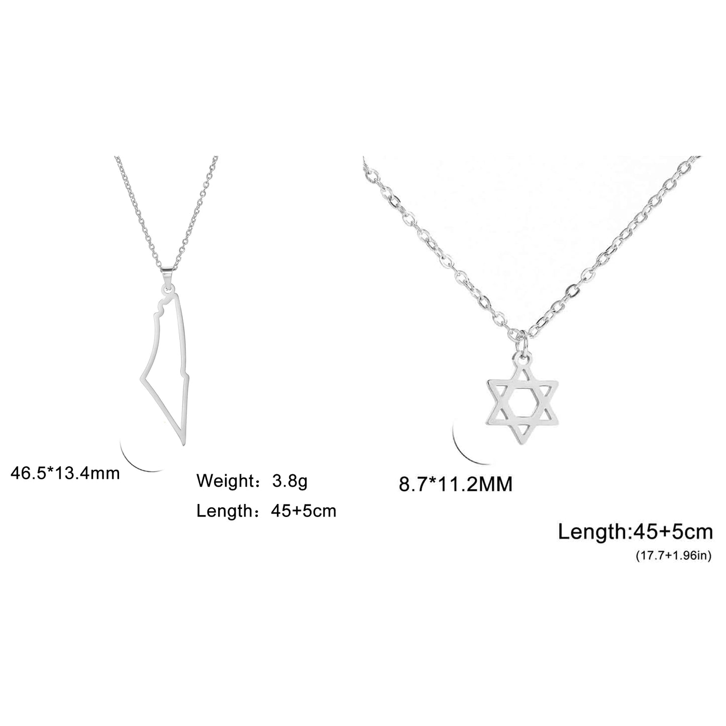 Jewish Stainless Steel Necklace for Men & Women, Ethnic National Jewelry