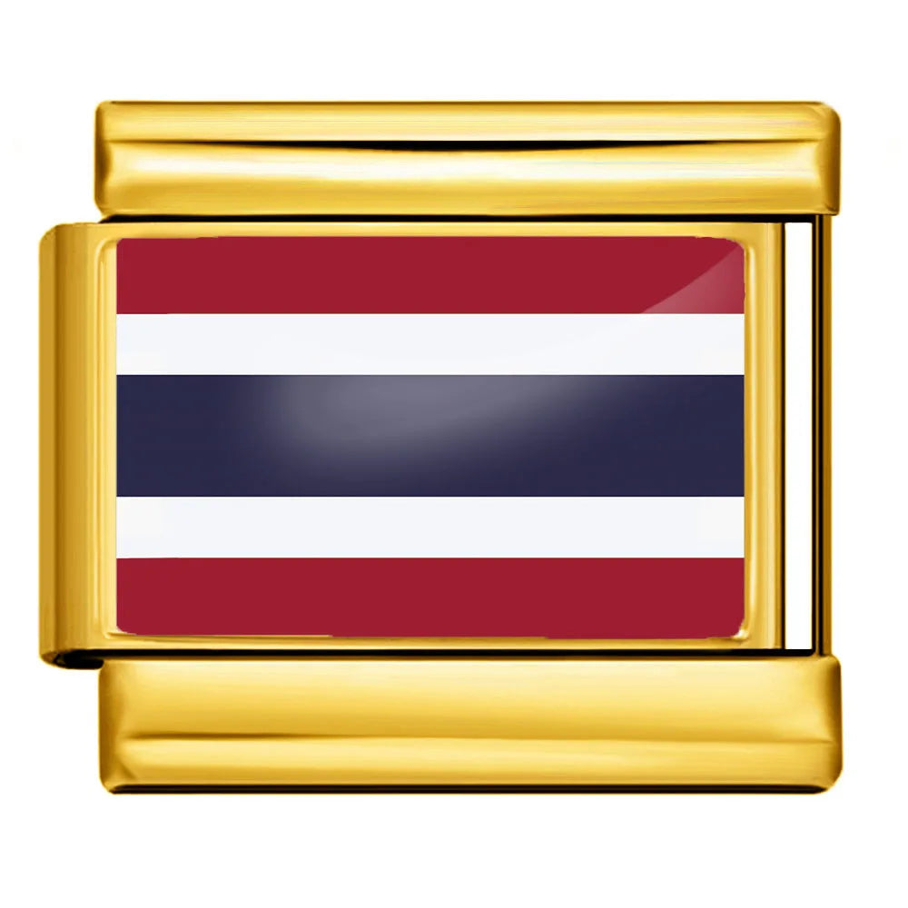 9mm Gold Color World National Flag DIY Jewelry