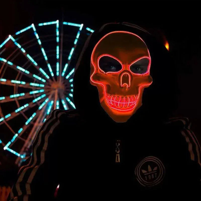 Halloween Horror Skull Mask LED Cold Light Mask LED Halloween Mask Cosplay Mask