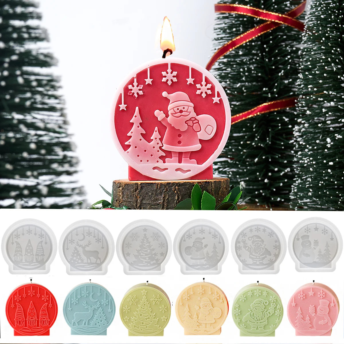Christmas Ornaments Silicone Candle Mold DIY Handmade Relief Christmas Ball Plaster Resin
