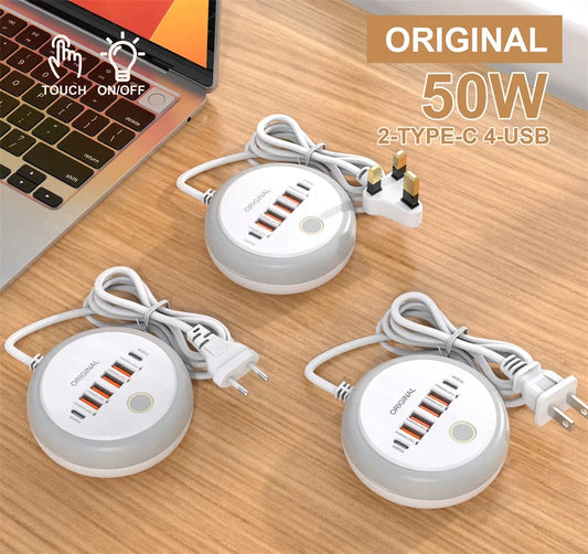 50W Power Strip Multi Port USB C Socket Type C Fast Charging Wall Charger