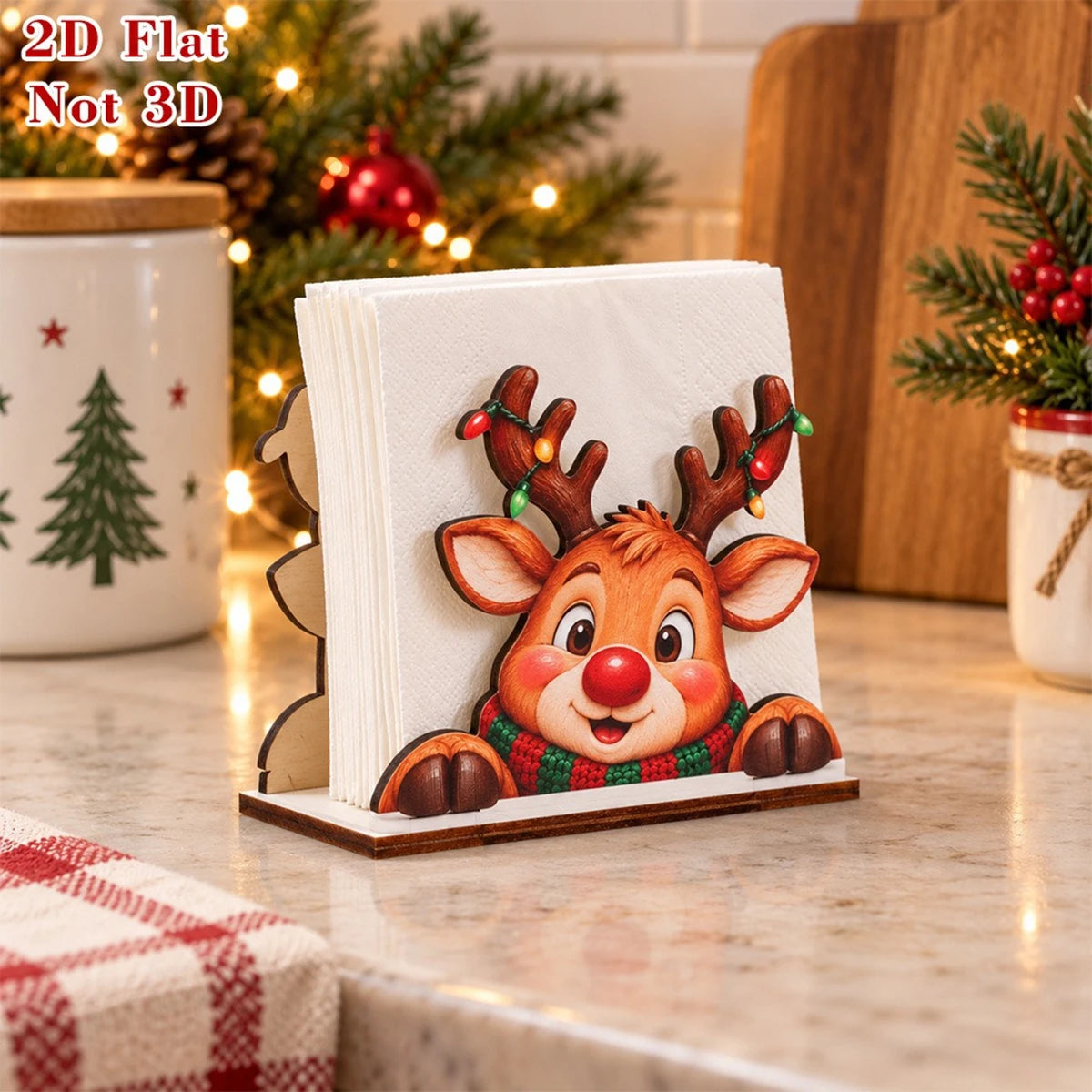 Santa Claus Wooden Napkin Holder Christmas Table Decor Desktop Tissue Storage Rack
