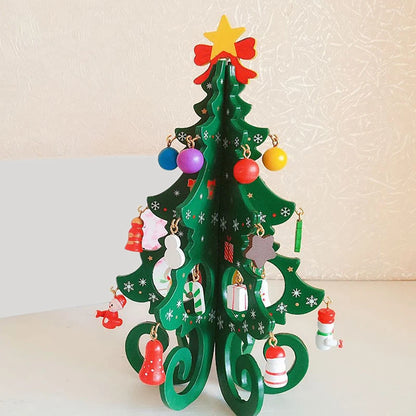 Creative DIY Wooden Christmas Tree Window Shop Mall Desktop Display Props Ornaments