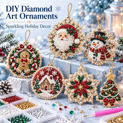 6PCS Pearl Diamond Art Kit for Christmas Hanging Ornaments DIY Adult Crafts Tree Decorations
