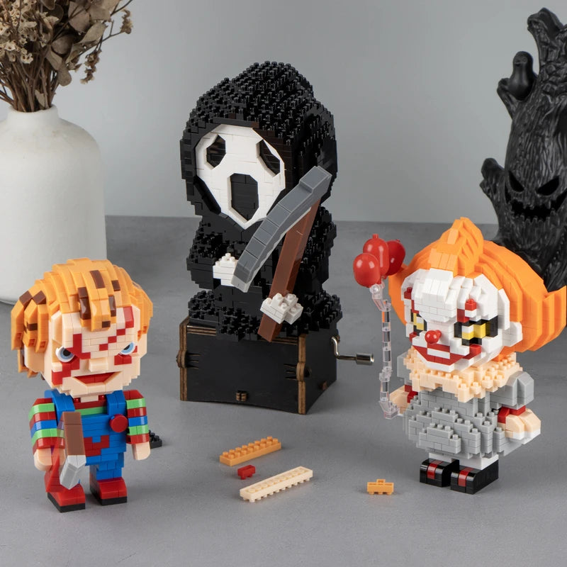 Halloween-themed Halloween building blocks: Handmade death, clowns and horror scenes