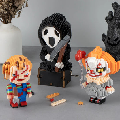 Halloween-themed Halloween building blocks: Handmade death, clowns and horror scenes