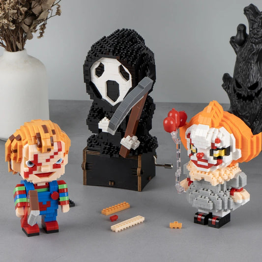 Halloween-themed Halloween building blocks: Handmade death, clowns and horror scenes