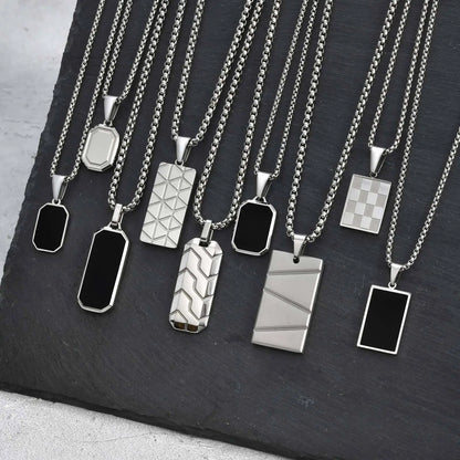 Black Silver Stainless Steel Military Dogtags with Box Chain Gift