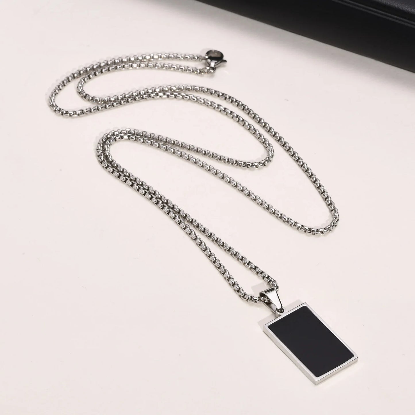 Black Silver Stainless Steel Military Dogtags with Box Chain Gift