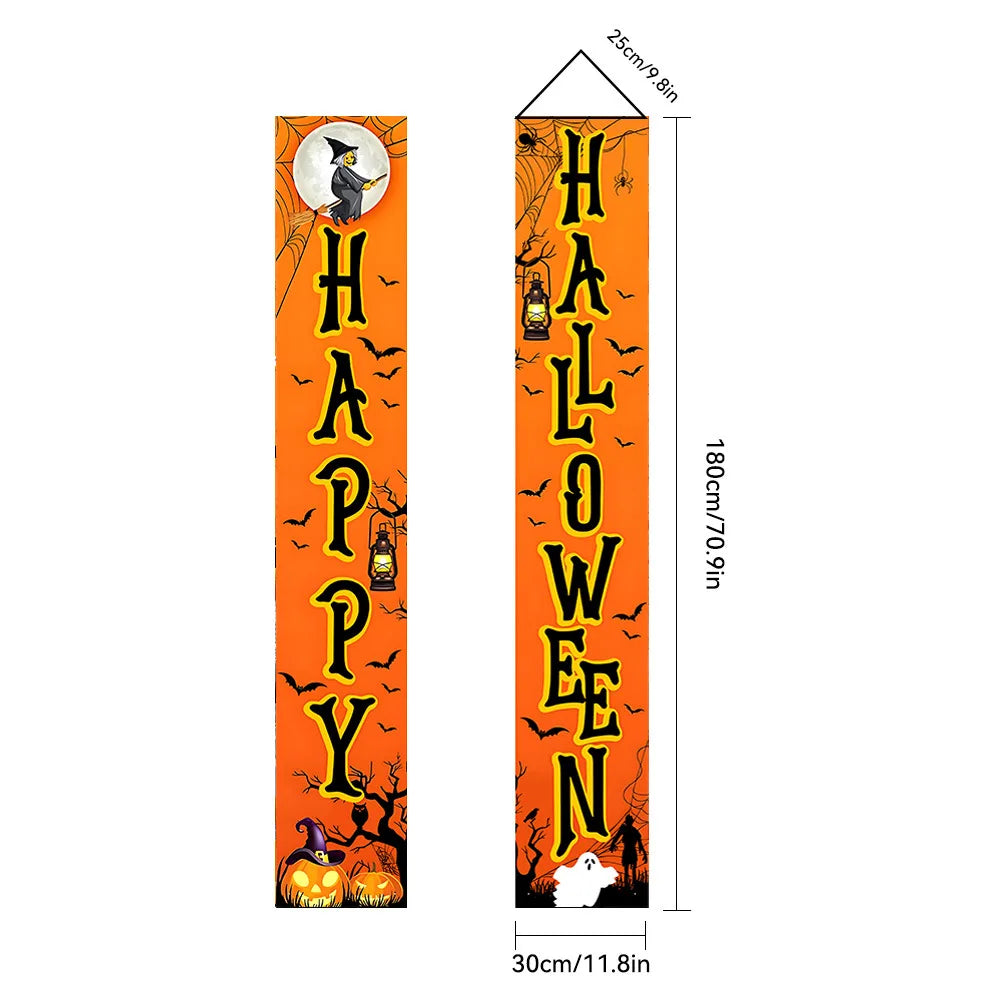 Halloween Carnival Party Decoration  Backdrops Pumpkin Skeleton Pattern Door Curtain