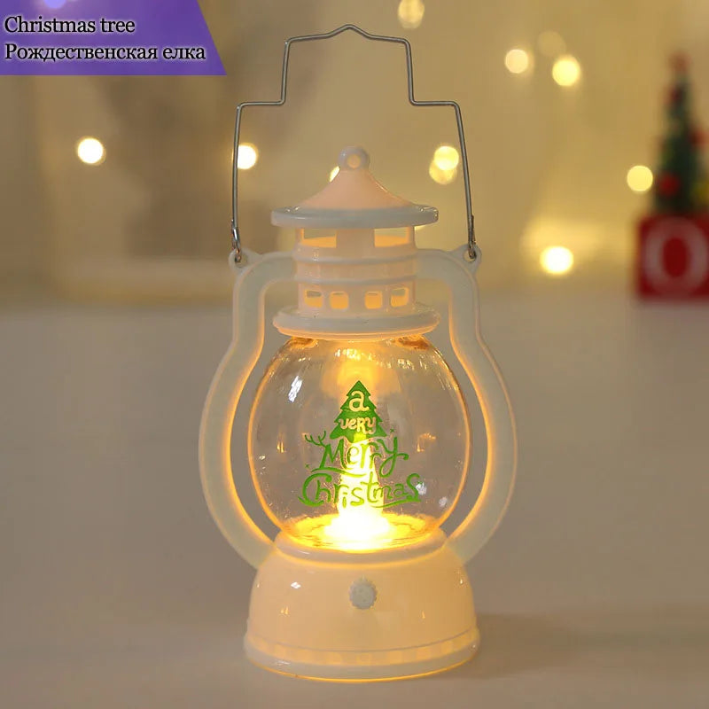 Portable LED Christmas Santa Claus Snowman Lanterns Indoor Decor Lights