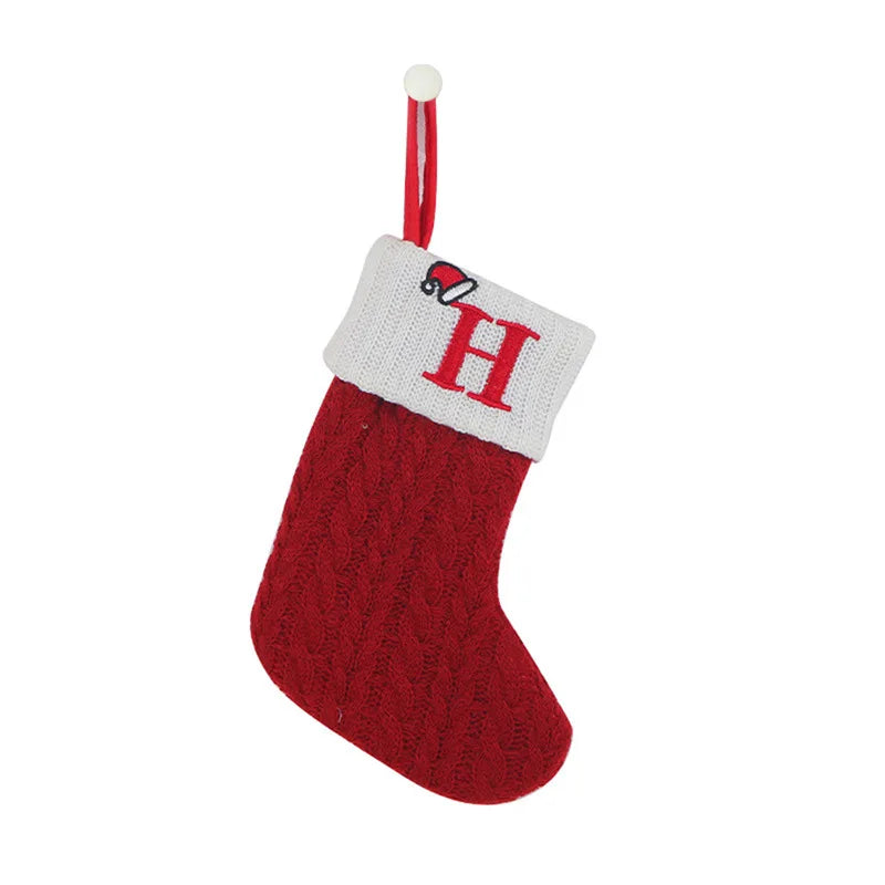 Christmas Socks Knitting Snowflake Letter Stocking Christmas Decoration
