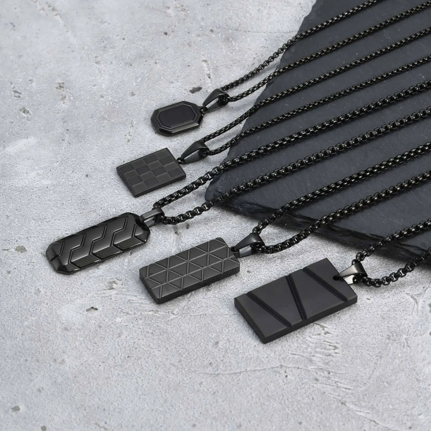 Black Silver Stainless Steel Military Dogtags with Box Chain Gift