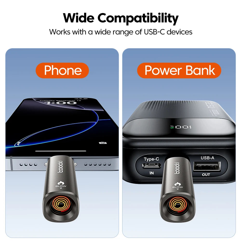 Type-C Mini Electric Lighter Plug&Play Blow to Light Mobile Cigarette Lighter