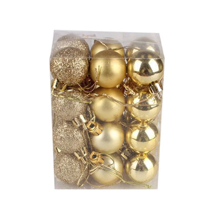24pcs 3cm Glitter Christmas Ball Ornament Hanging Bauble Ball