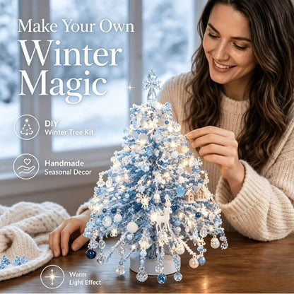 DIY Beaded Christmas Tree Kit – Crystal Bead Holiday Craft Set with LED Lights