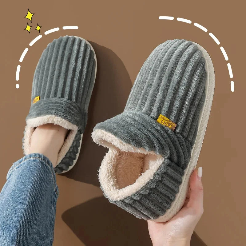 Evshine Winter Soft Sole Fur Slippers for Women & Men