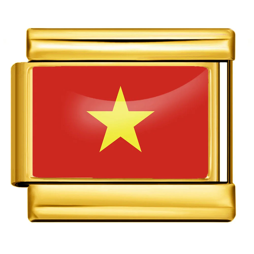 9mm Gold Color World National Flag DIY Jewelry