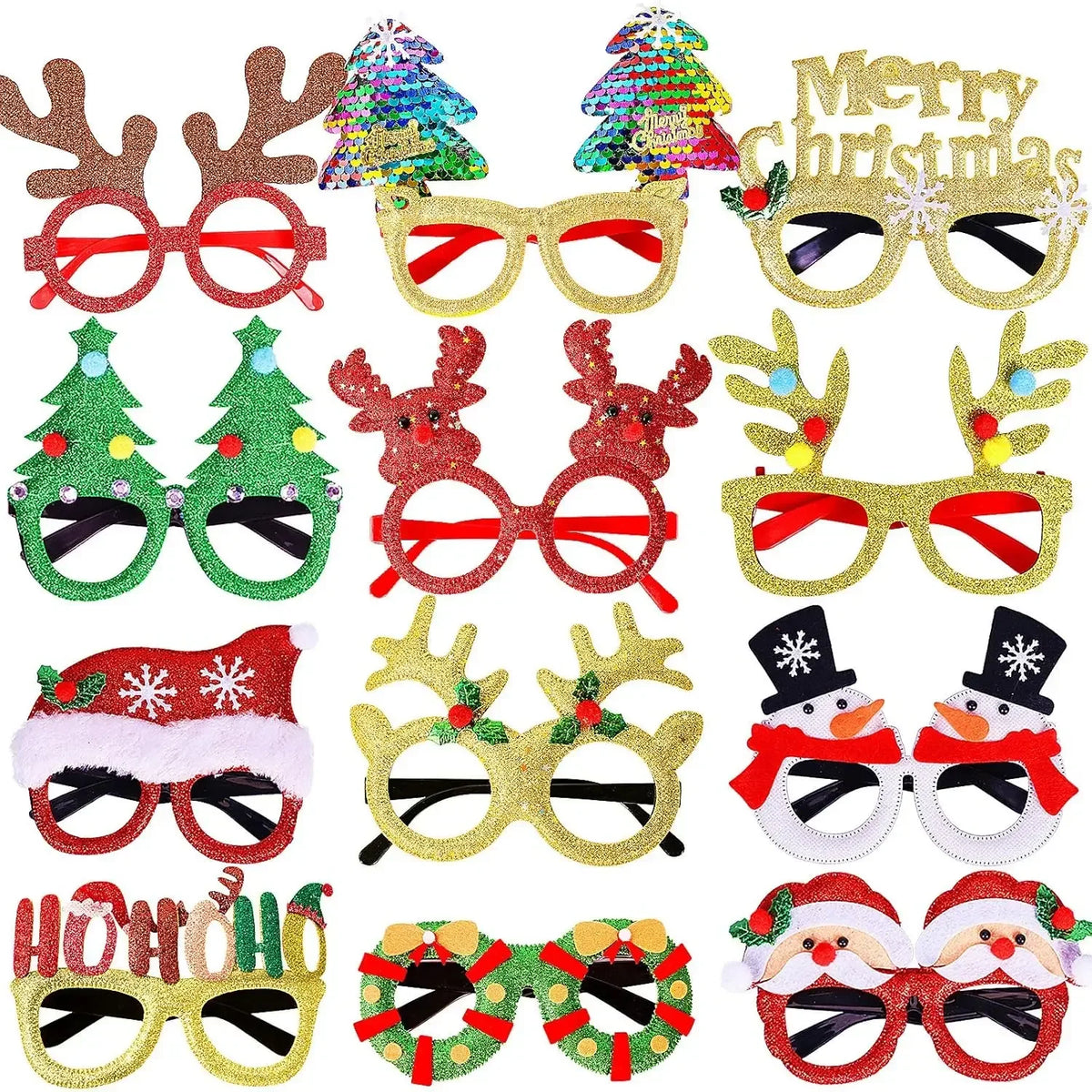 Christmas Glasses Holiday Party Frames Christmas Decoration Accessories Costume